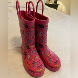 cat and jack girls pink dinosaur rainboots size 11